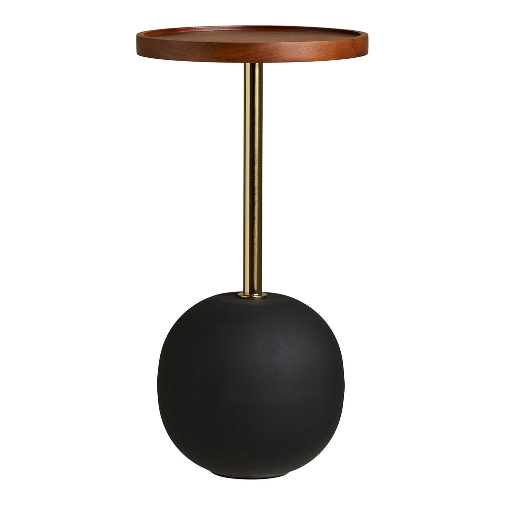 Sirone Bijzettafel - Bijzettafel, mangohout/staal, zwart, messinglook/donkerbruin Ø30x56 cm