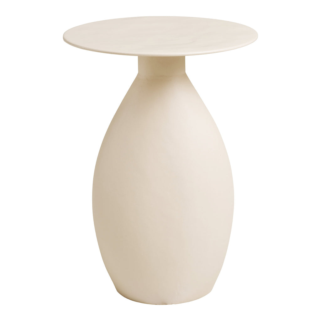 Calais Side Table - Side table, metal/enamel, off-white Ø36x50 cm