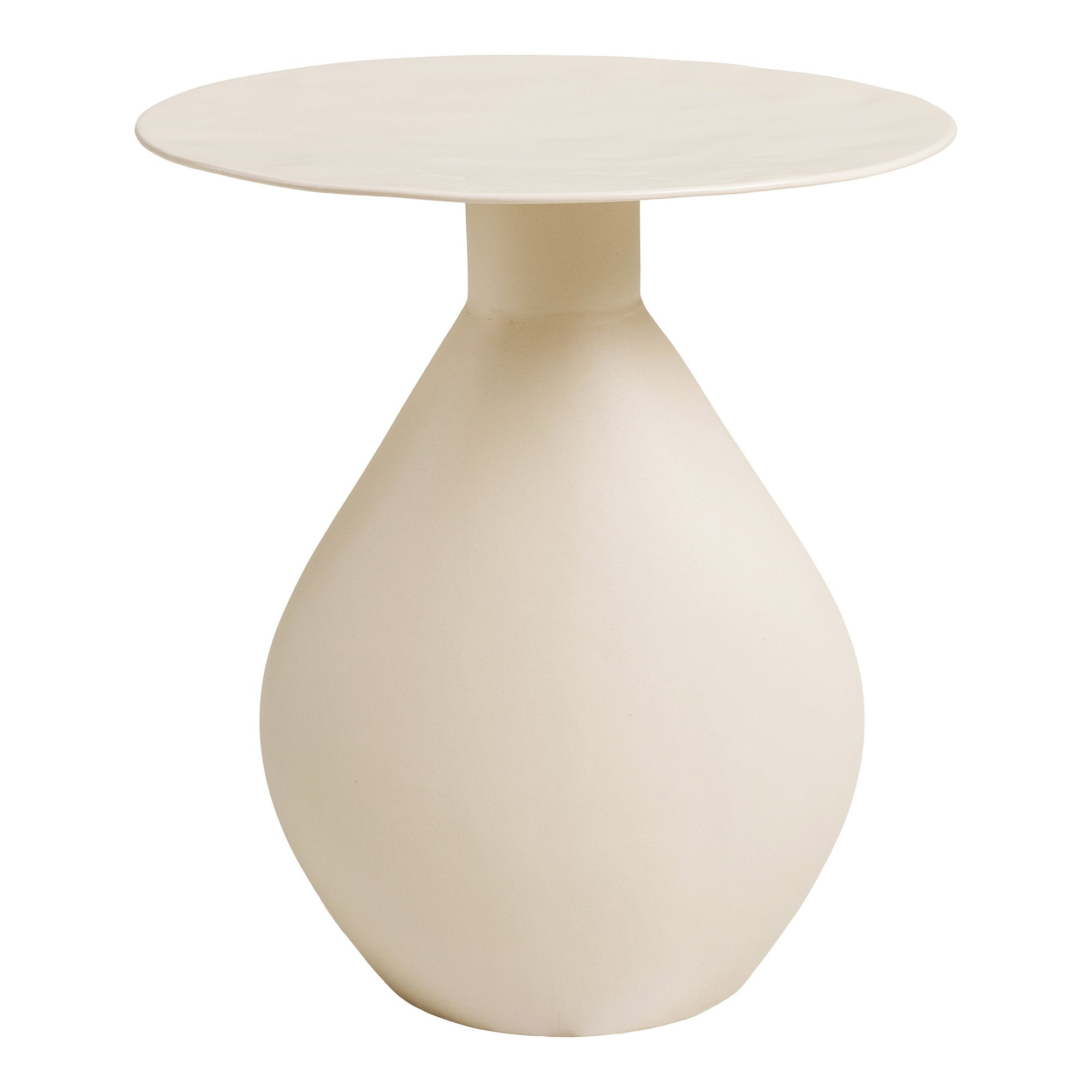 Calais Side Table - Side table, metal/enamel, off-white Ø36x40 cm