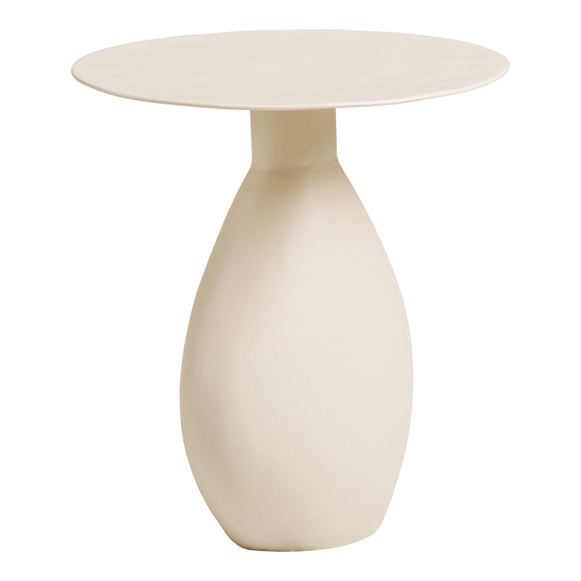 Calais Side Table - Side table, metal/enamel, off-white Ø36x40 cm