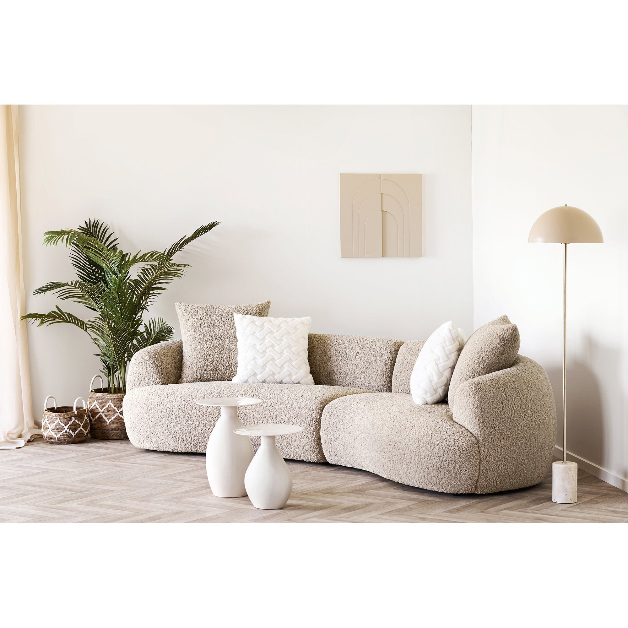 Calais Side Table - Side table, metal/enamel, off-white Ø36x40 cm