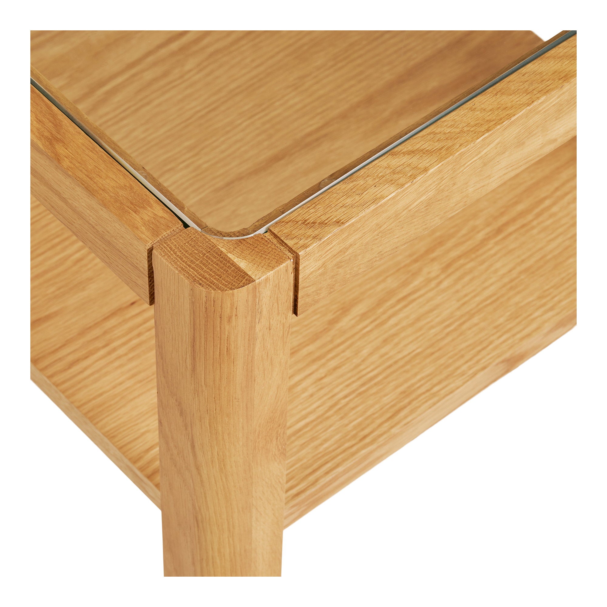 Lourmarin Bijzettafel - Bijzettafel, eikenhout/eikenfineer/gehard glas, naturel 40x40x45 cm