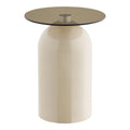 Ravello Side Table - Side table, tempered glass/metal, grey/beige Ø40x52 cm