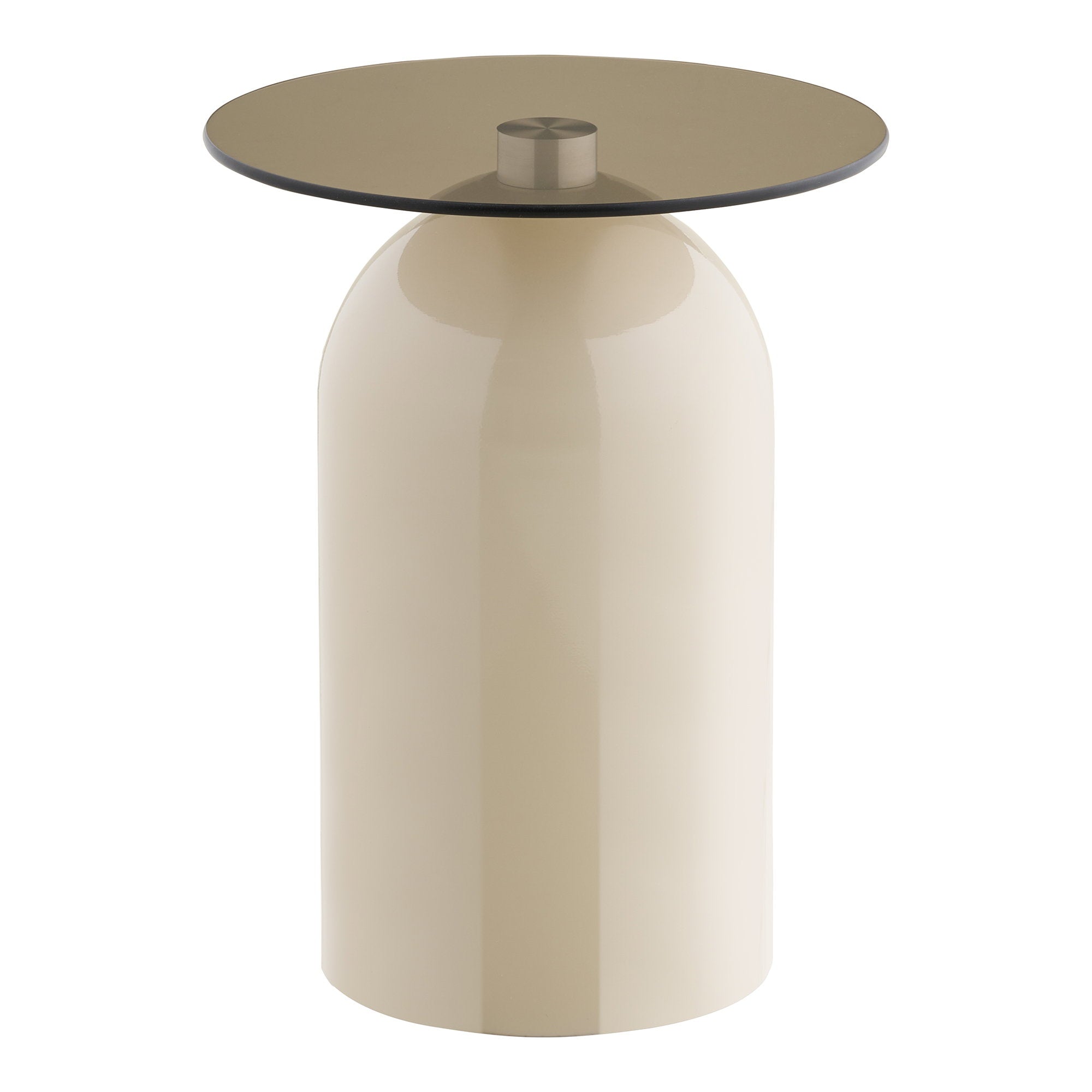 Ravello Side Table - Side table, tempered glass/metal, grey/beige Ø40x52 cm