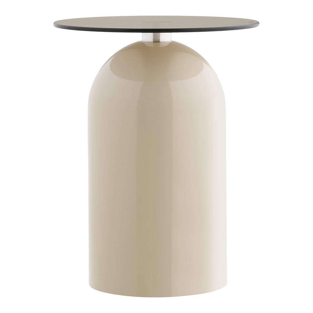 Ravello Side Table - Side table, tempered glass/metal, grey/beige Ø40x52 cm