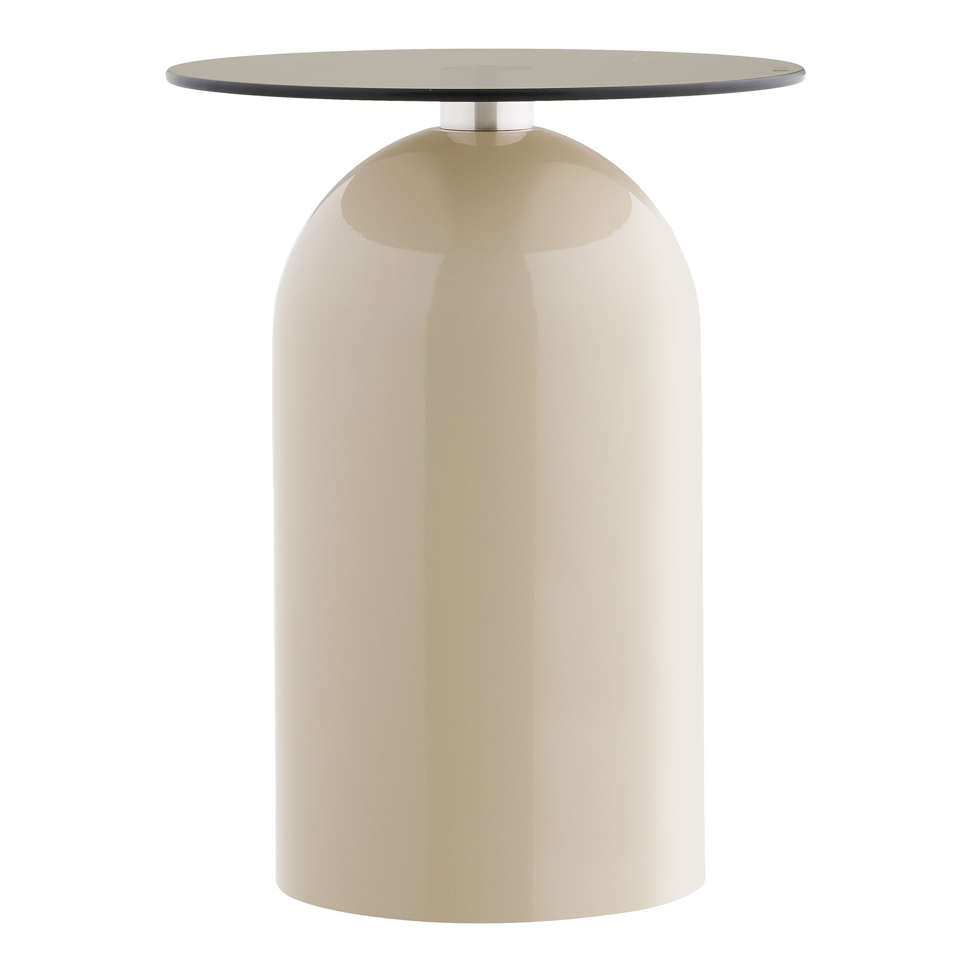 Ravello Side Table - Side table, tempered glass/metal, grey/beige Ø40x52 cm