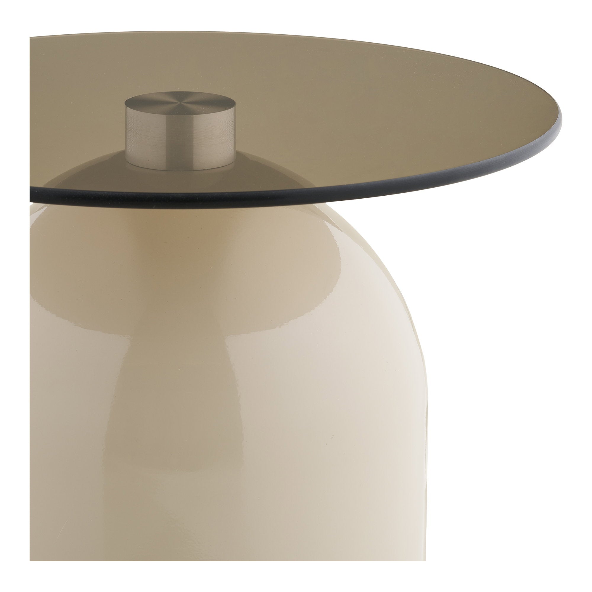 Ravello Side Table - Side table, tempered glass/metal, grey/beige Ø40x52 cm
