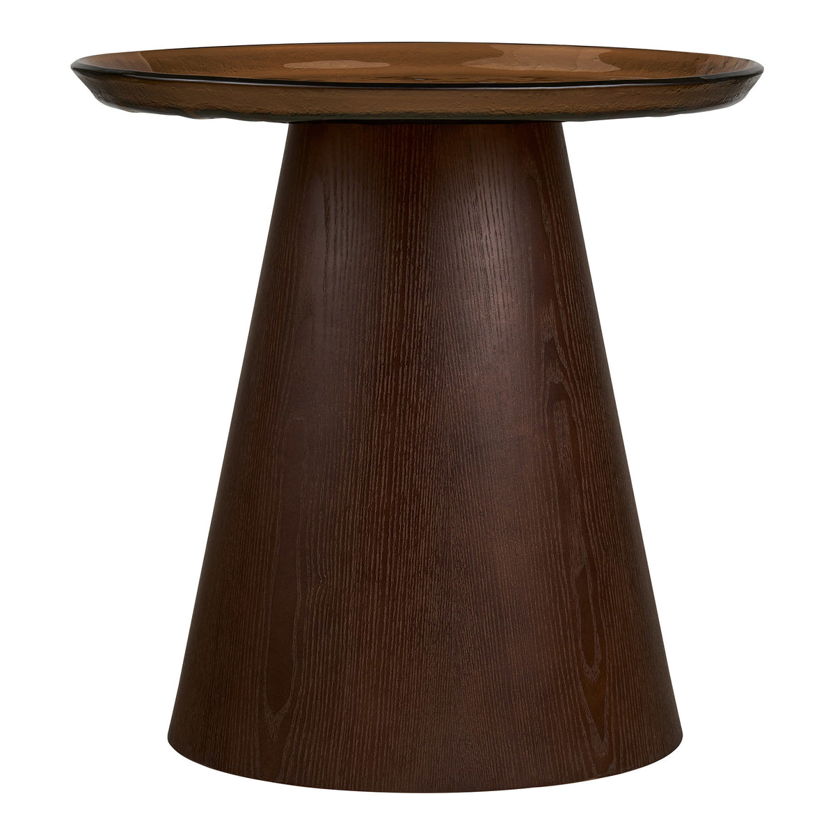 Orvieto Side Table - Side table, ash veneer/glass, brown, ø50x48 cm