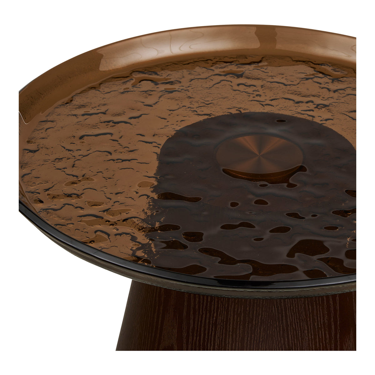 Orvieto Side Table - Side table, ash veneer/glass, brown, ø50x48 cm