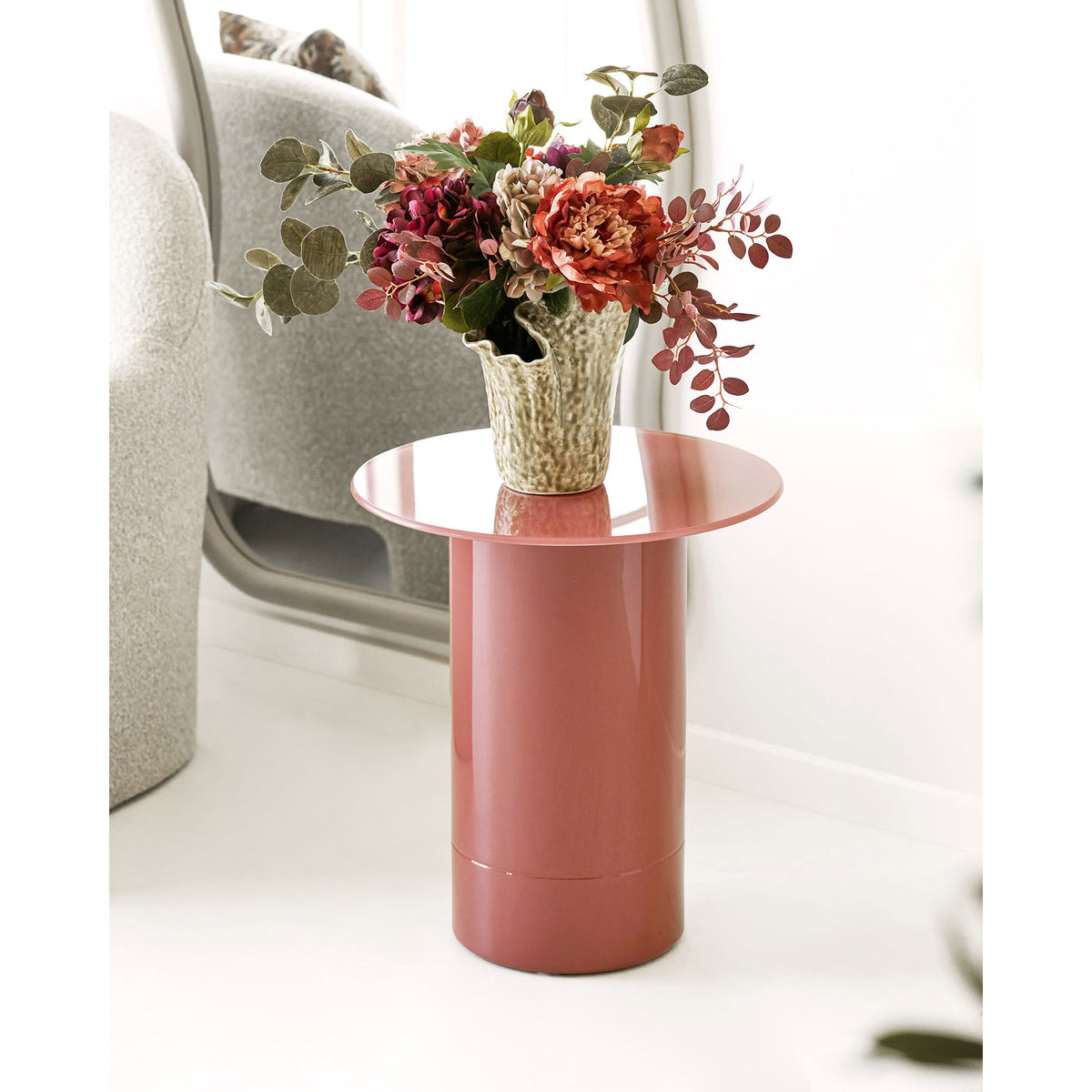 Florens Side Table - Side table, terracotta, ø45x51 cm