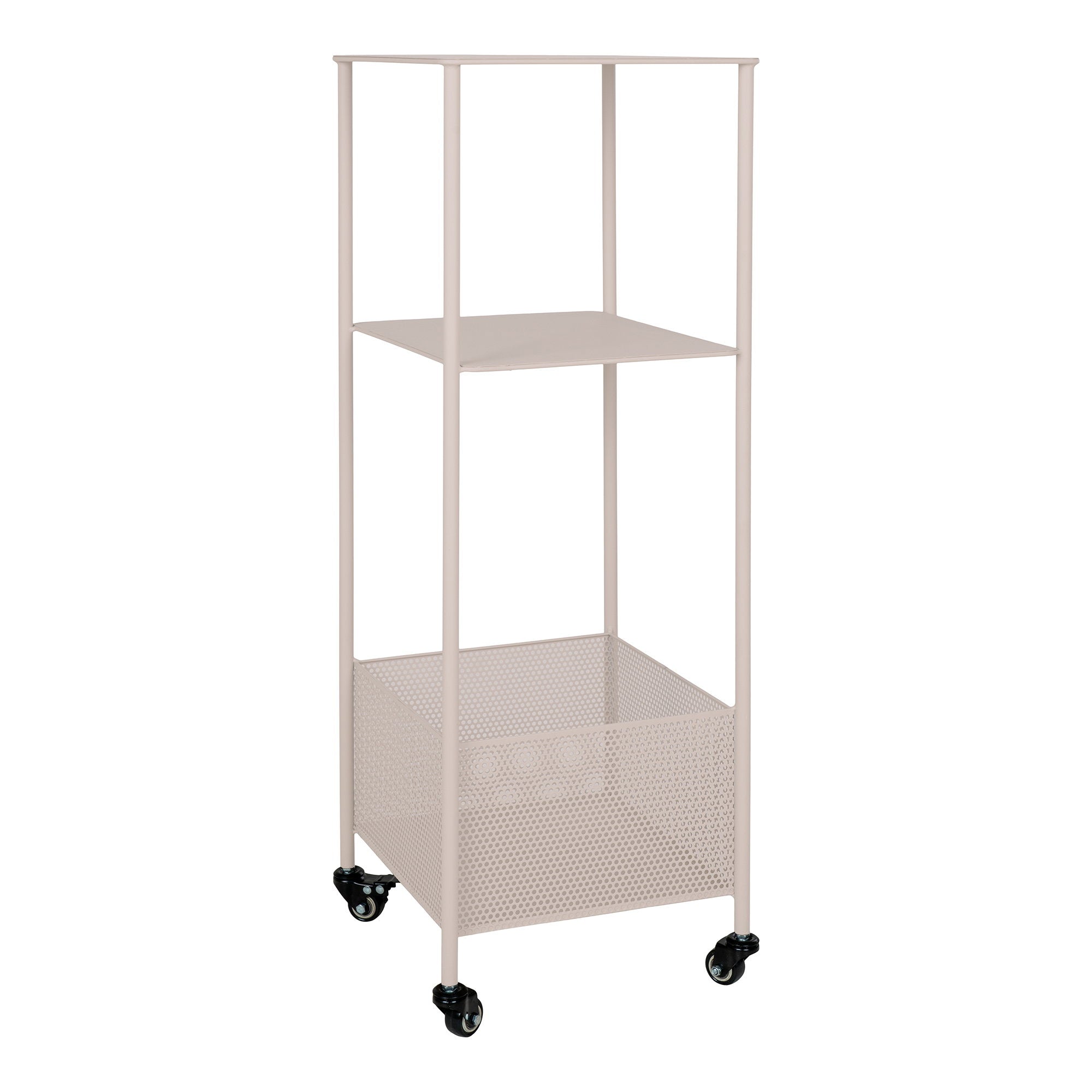Torres Trolley - Staal, zandkleurig, 3 planken 35x35x100 cm