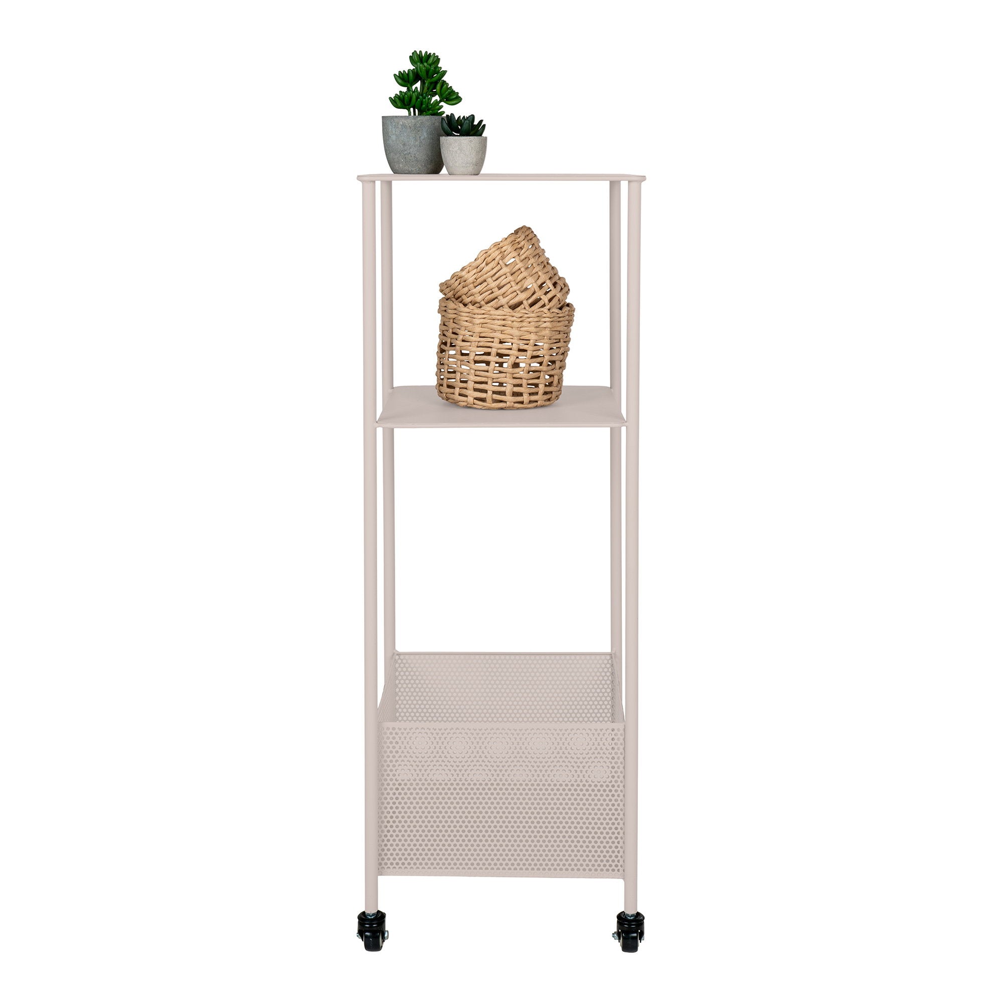 Torres Trolley - Staal, zandkleurig, 3 planken 35x35x100 cm