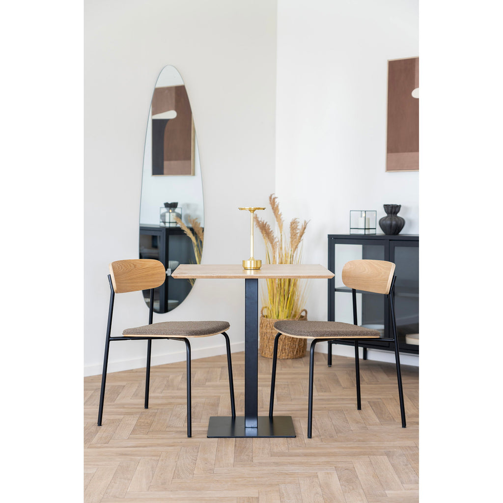 Fano Cafétafel - Melamine, naturel, zwart metalen onderstel 70x70x75 cm