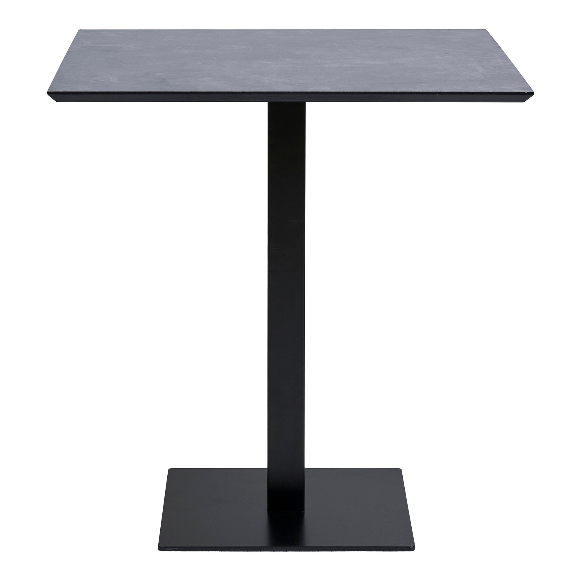 Fano Cafétafel - Melamine, donkere steenlook, zwart metalen onderstel 70x70x75 cm