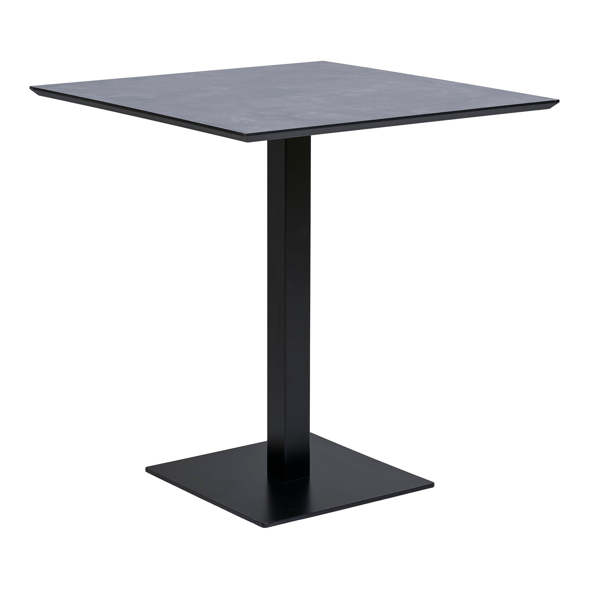 Fano Cafétafel - Melamine, donkere steenlook, zwart metalen onderstel 70x70x75 cm