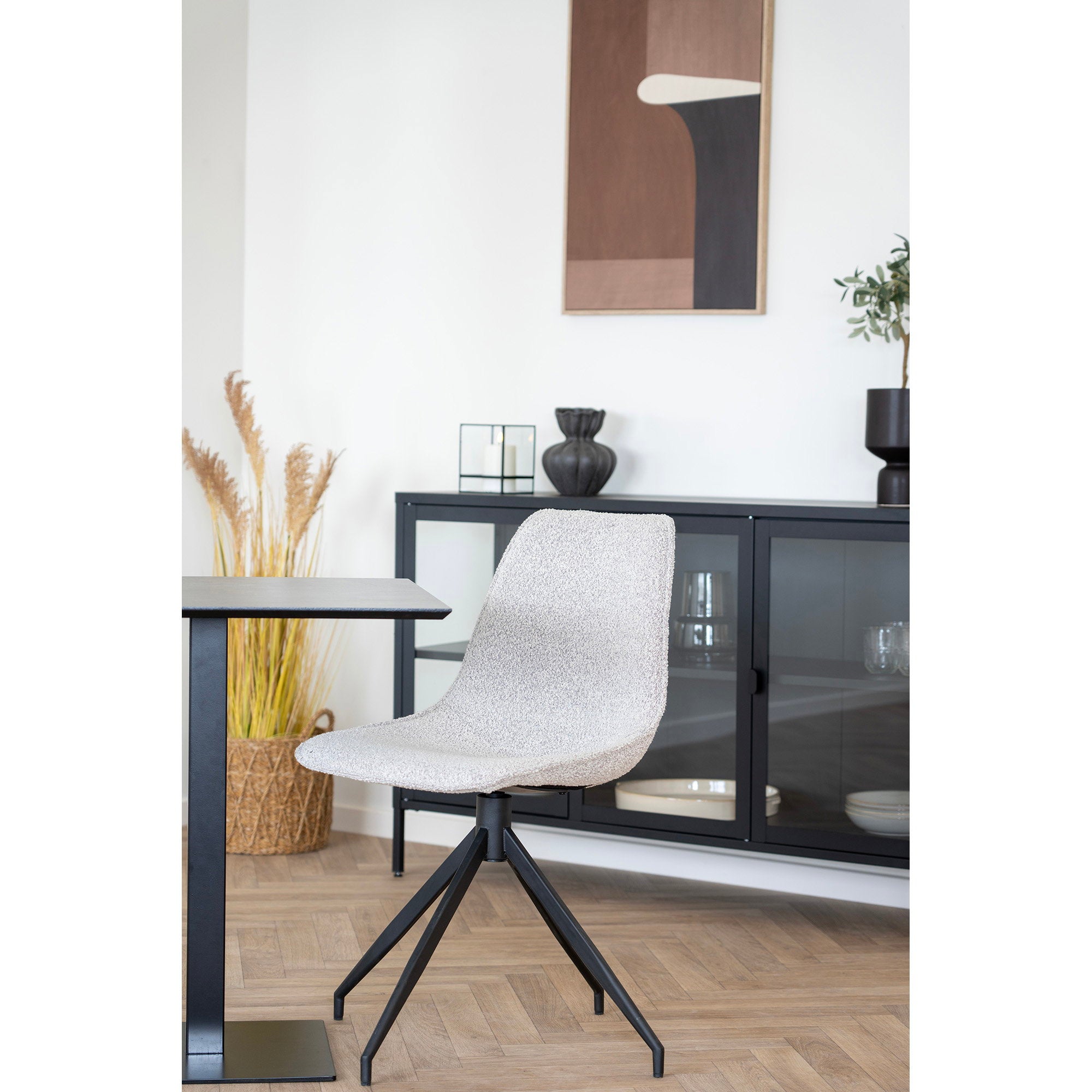 Fano Cafétafel - Melamine, donkere steenlook, zwart metalen onderstel 70x70x75 cm