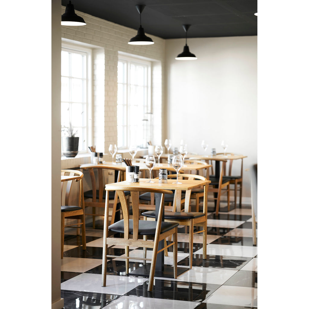 Lignano Cafétafel - Eiken, zwart metalen onderstel 70x70x75 cm