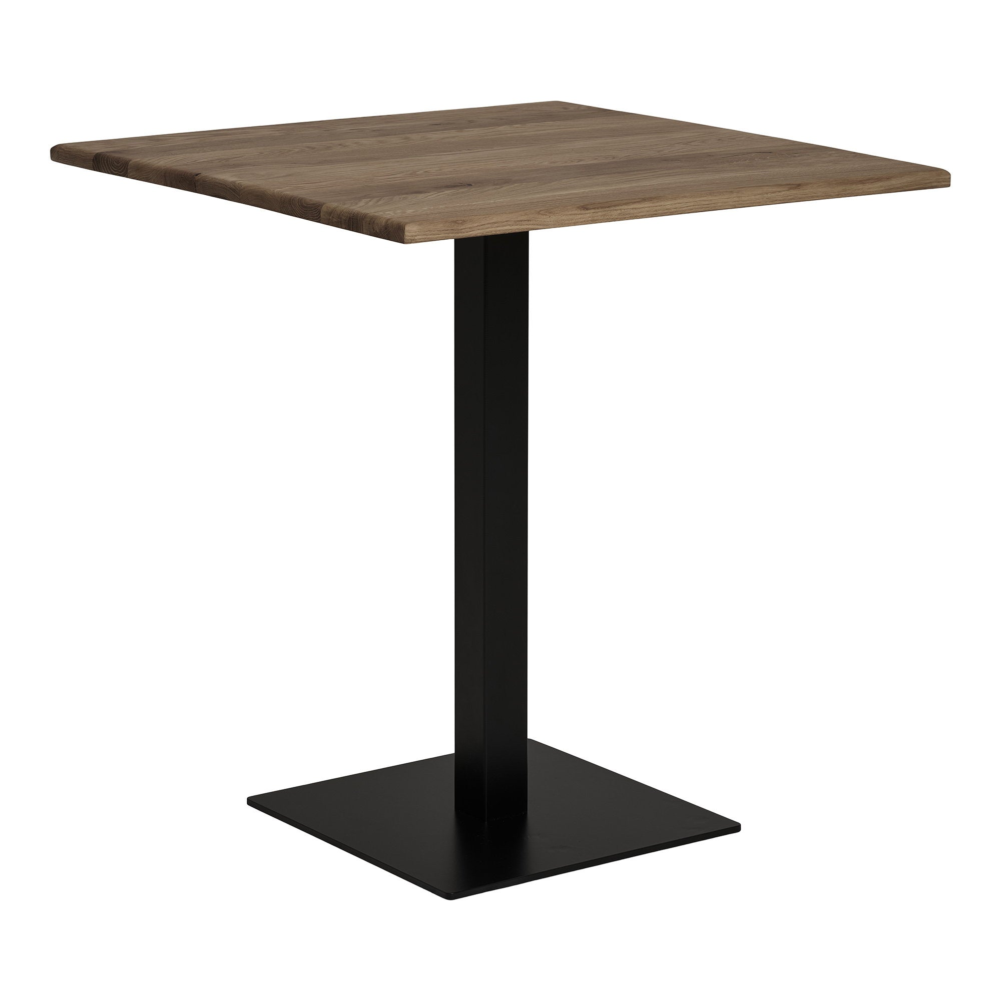Lignano Cafétafel - Gerookt eiken, zwart metalen onderstel 70x70x75 cm
