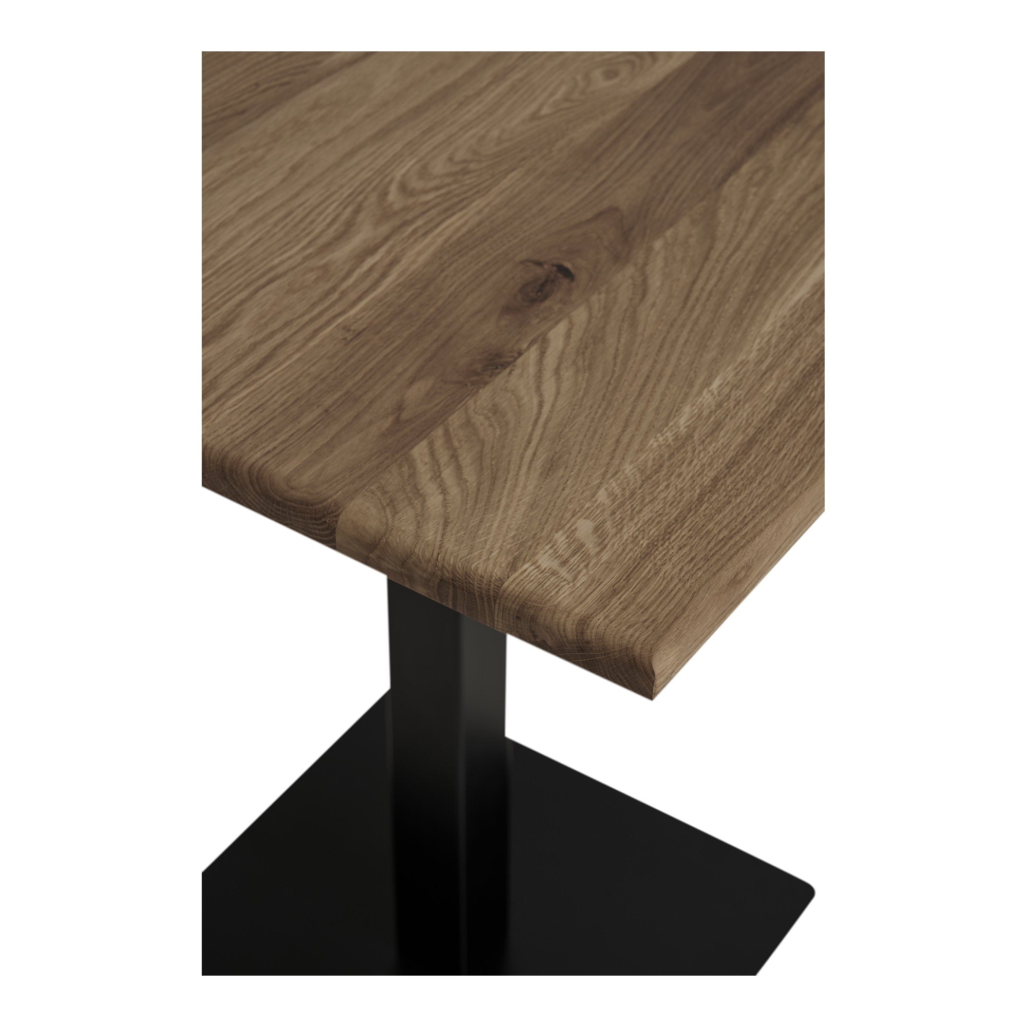 Lignano Cafétafel - Gerookt eiken, zwart metalen onderstel 70x70x75 cm