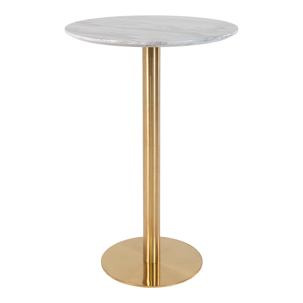Bolzano Bartafel - Marmerlook blad, messinglook voet Ø70x105 cm