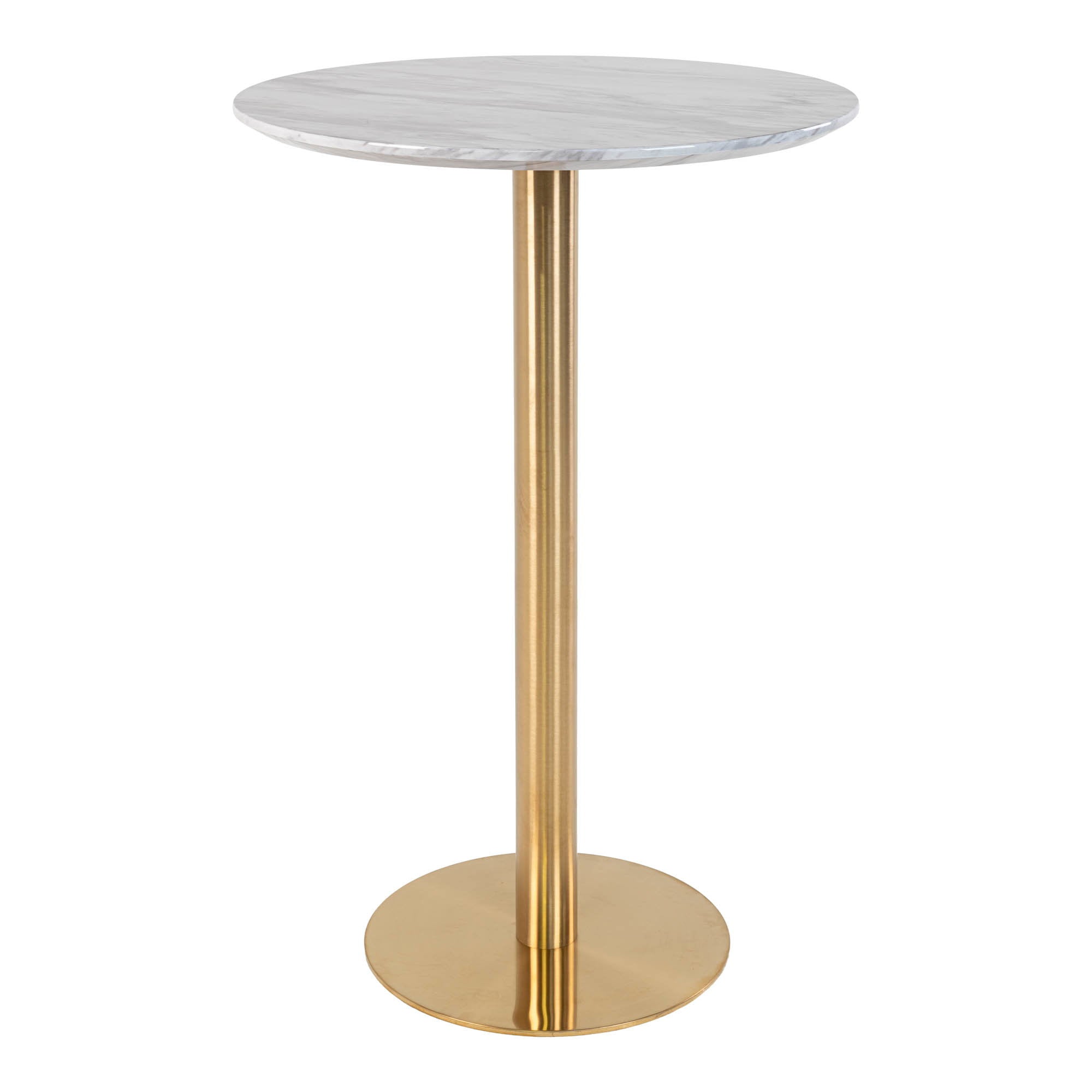 Bolzano Bartafel - Marmerlook blad, messinglook voet Ø70x105 cm