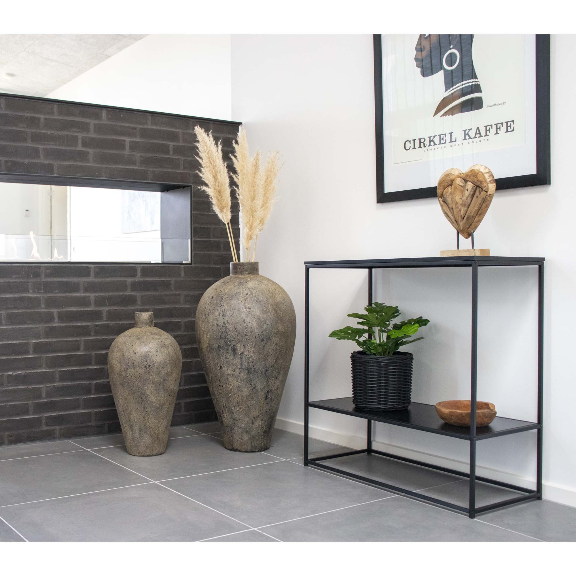 Vita Wandtafel - Wandtafel met 2 planken, zwart, zwart frame 80x36x80 cm