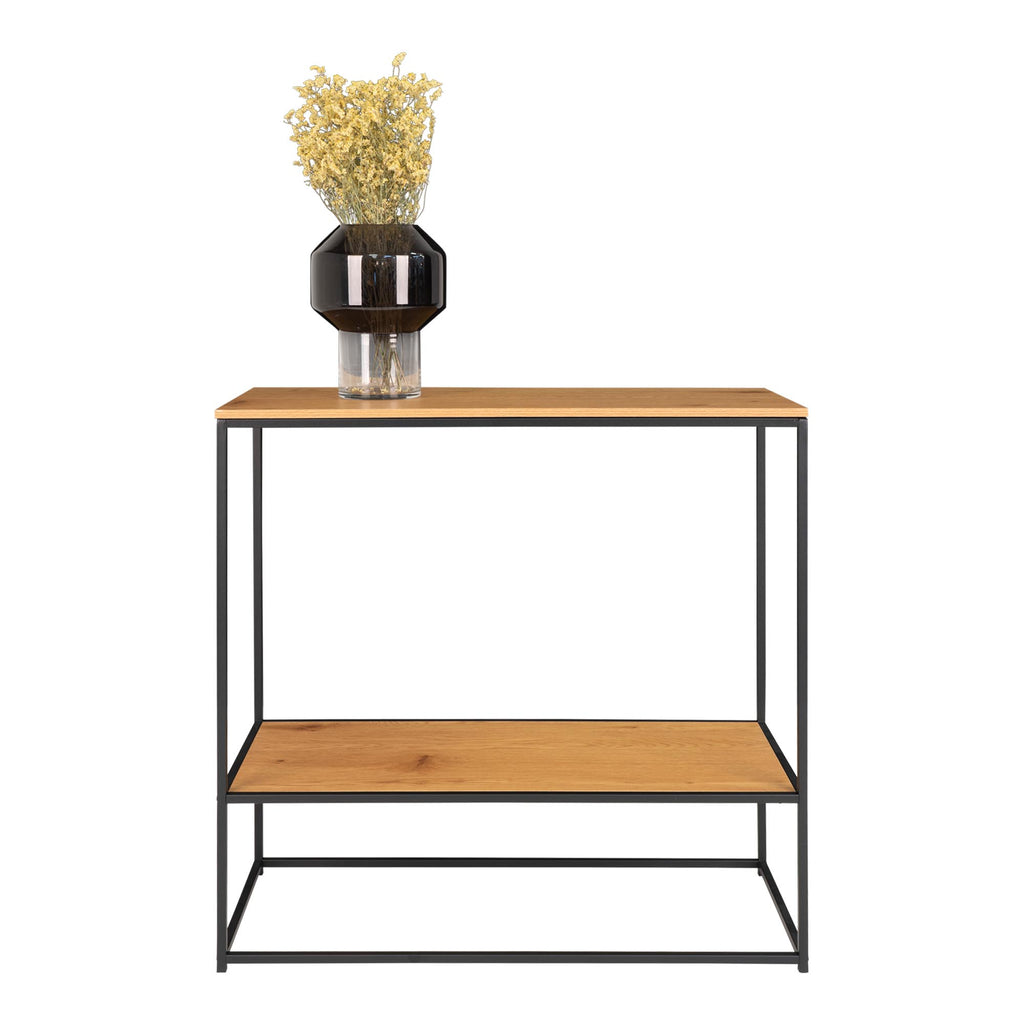 Vita Wandtafel - Wandtafel met 2 planken, eikenlook, zwart frame 80x36x80 cm