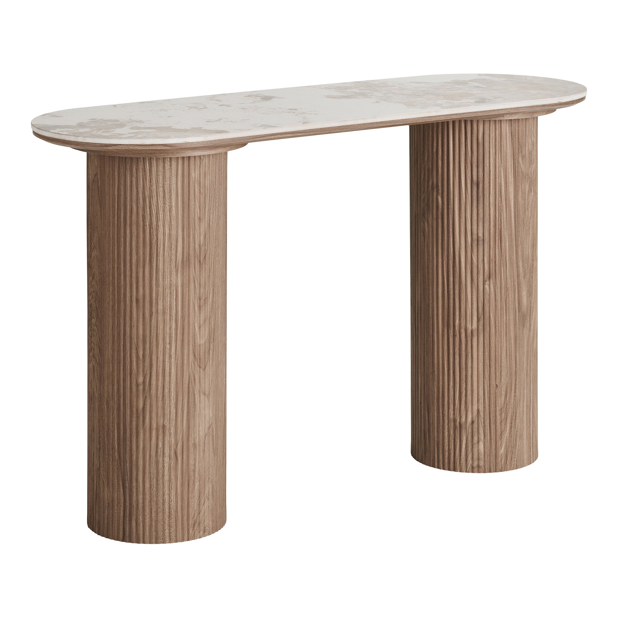 Athens Wandtafel - Wandtafel, keramisch blad, wit/bruin 40x120x78 cm