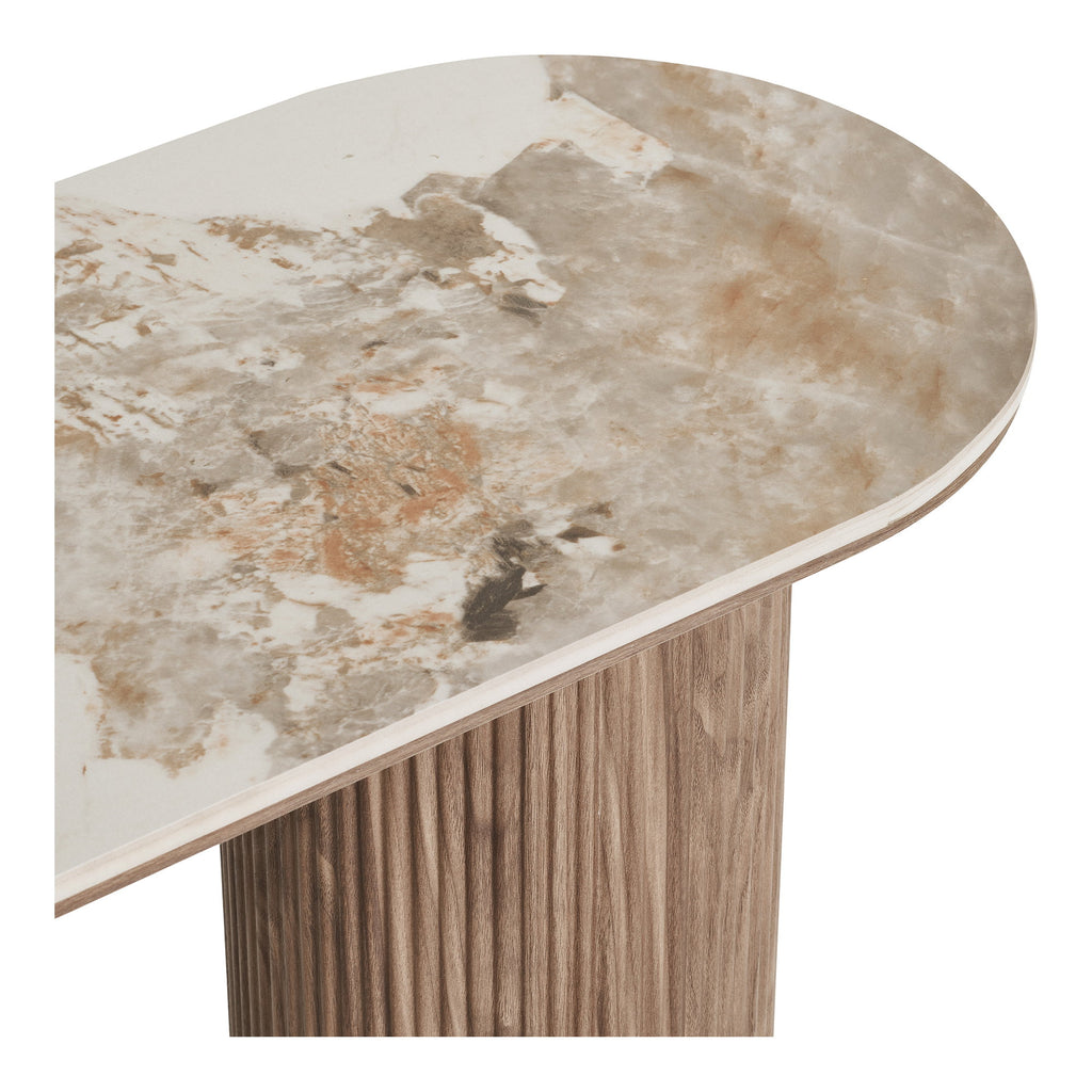 Athens Wandtafel - Wandtafel, keramisch blad, wit/bruin 40x120x78 cm