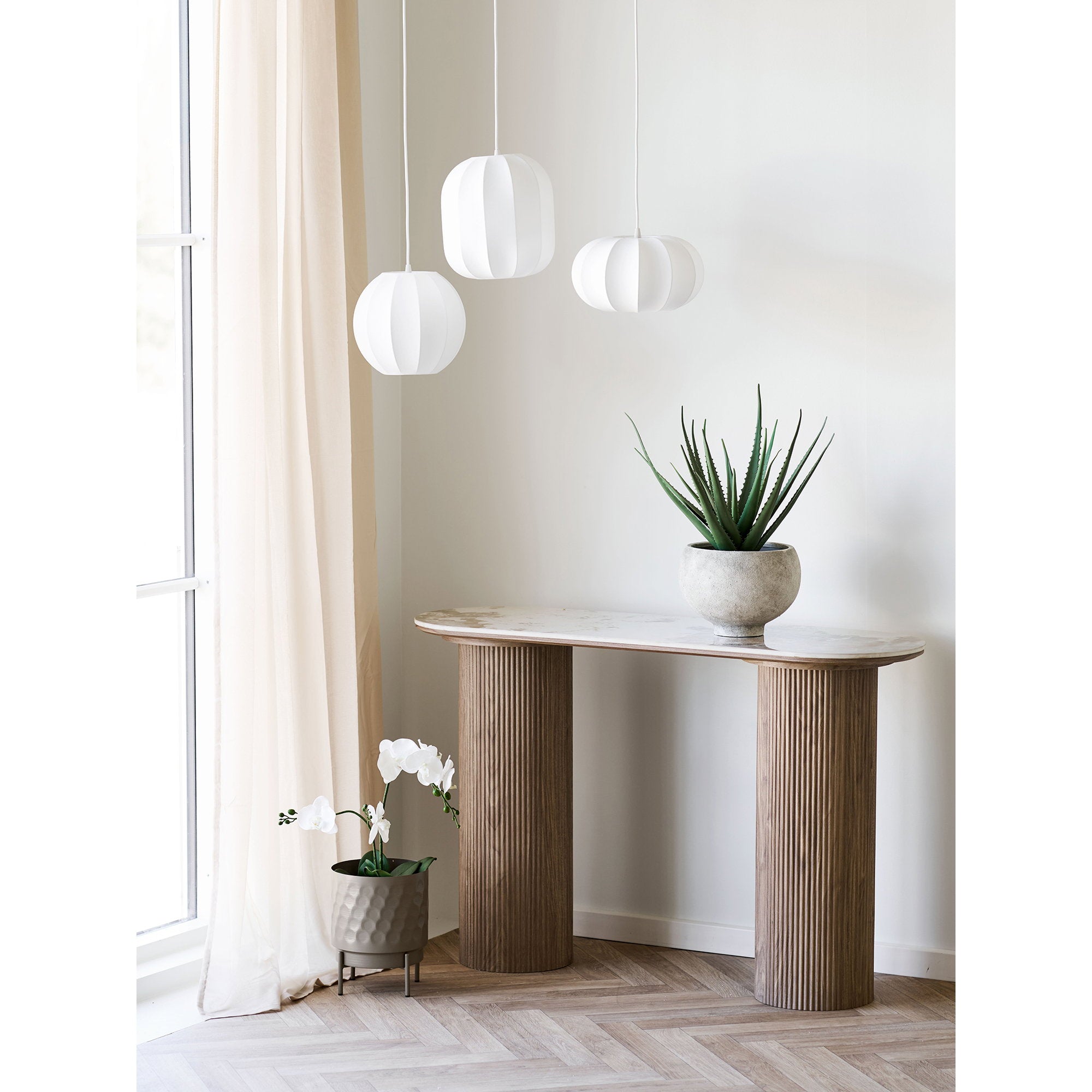 Athens Wandtafel - Wandtafel, keramisch blad, wit/bruin 40x120x78 cm