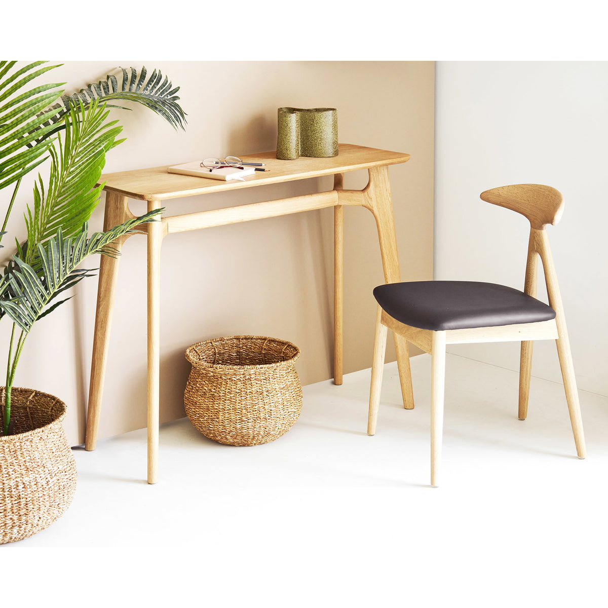 Rennes Console Table - Console table, oak wood, natural, 35x100x81 cm