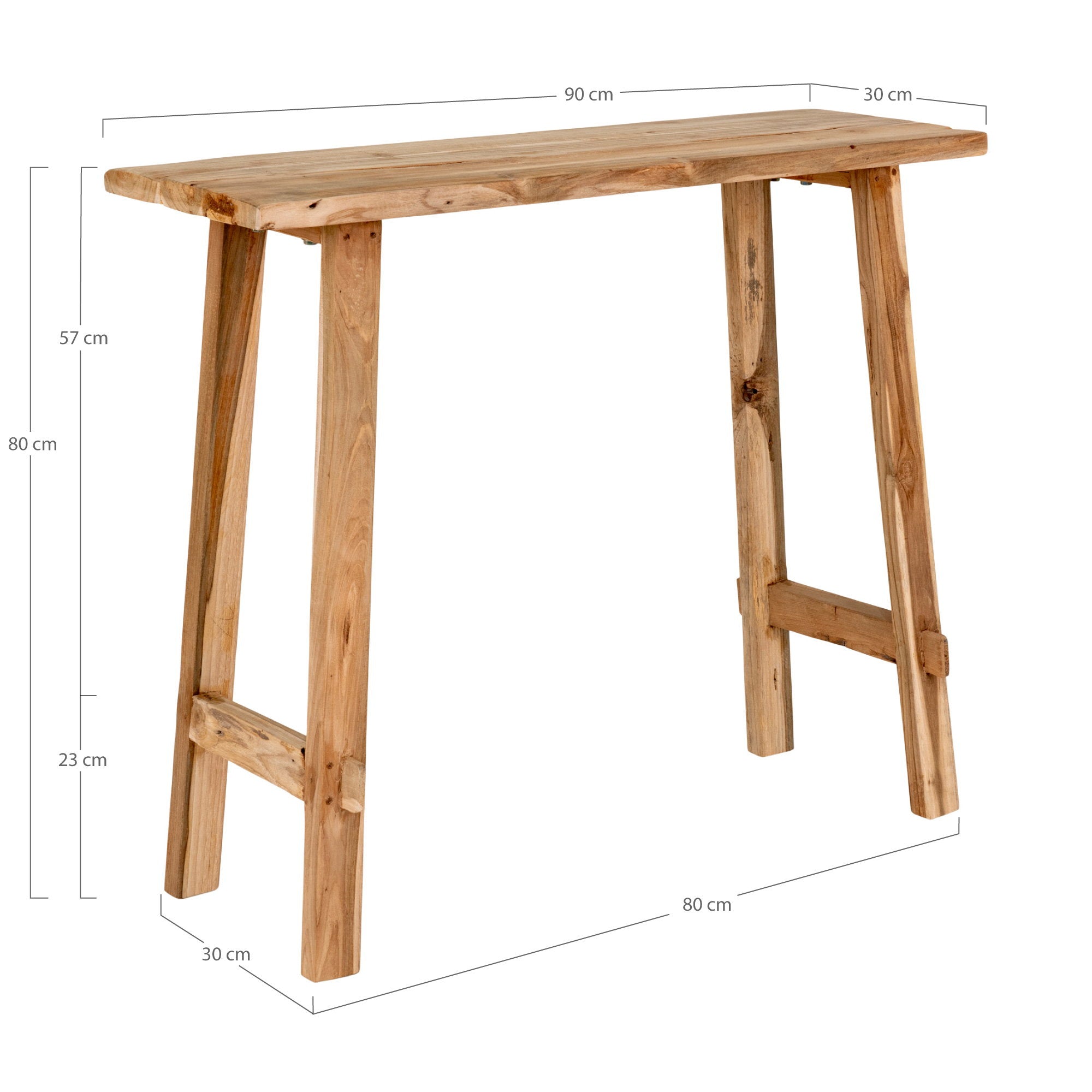 Girona Wandtafel - Wandtafel, teak, naturel 90x30x80 cm