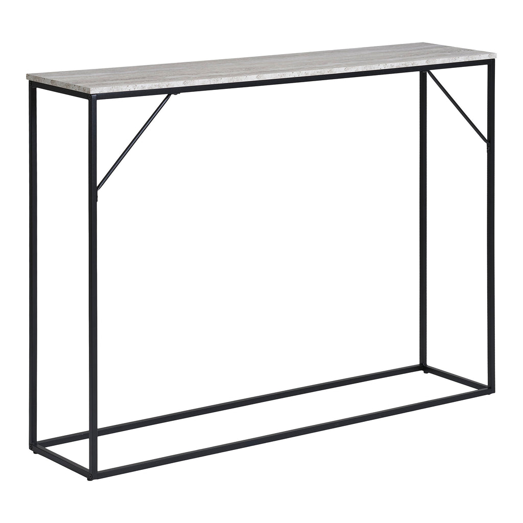 Vita Wandtafel - Wandtafel met 1 plank, travertinlook, zwart frame 110x26x80 cm