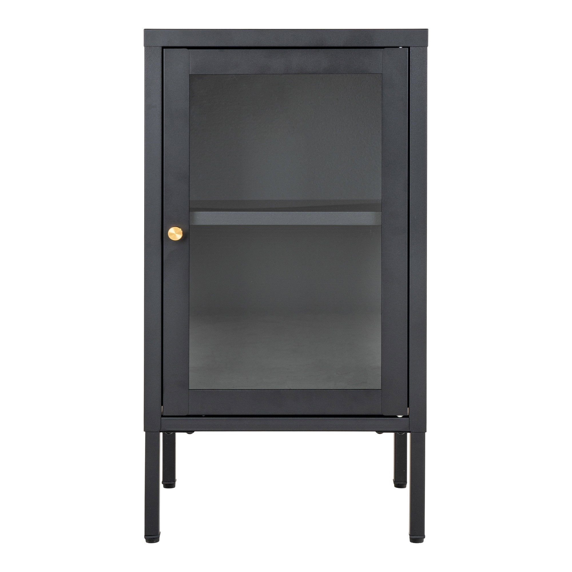Dalby Kast - Kast met 1 glazen deur, staal, zwart 38x35x70 cm