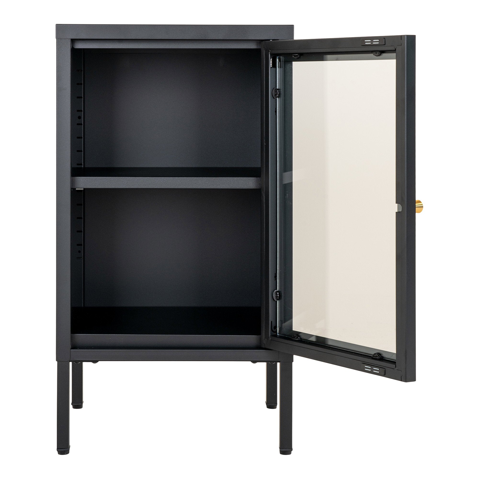 Dalby Kast - Kast met 1 glazen deur, staal, zwart 38x35x70 cm