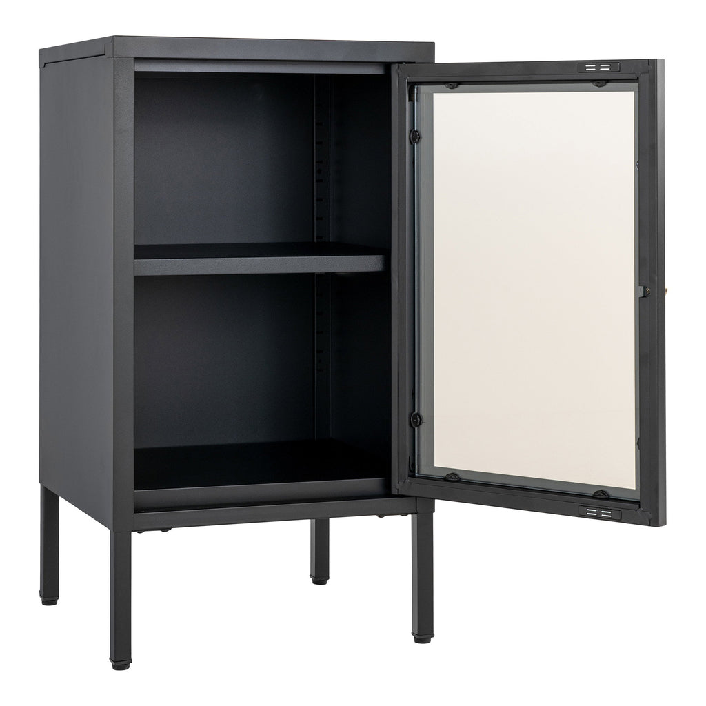 Dalby Kast - Kast met 1 glazen deur, staal, zwart 38x35x70 cm