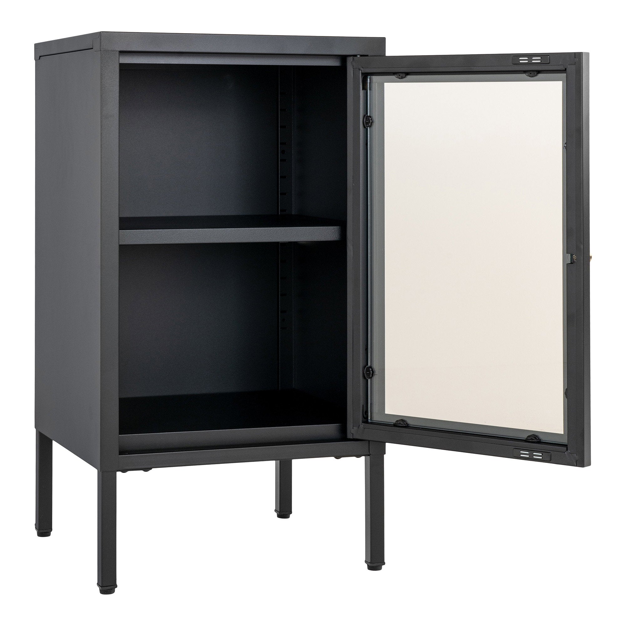 Dalby Kast - Kast met 1 glazen deur, staal, zwart 38x35x70 cm