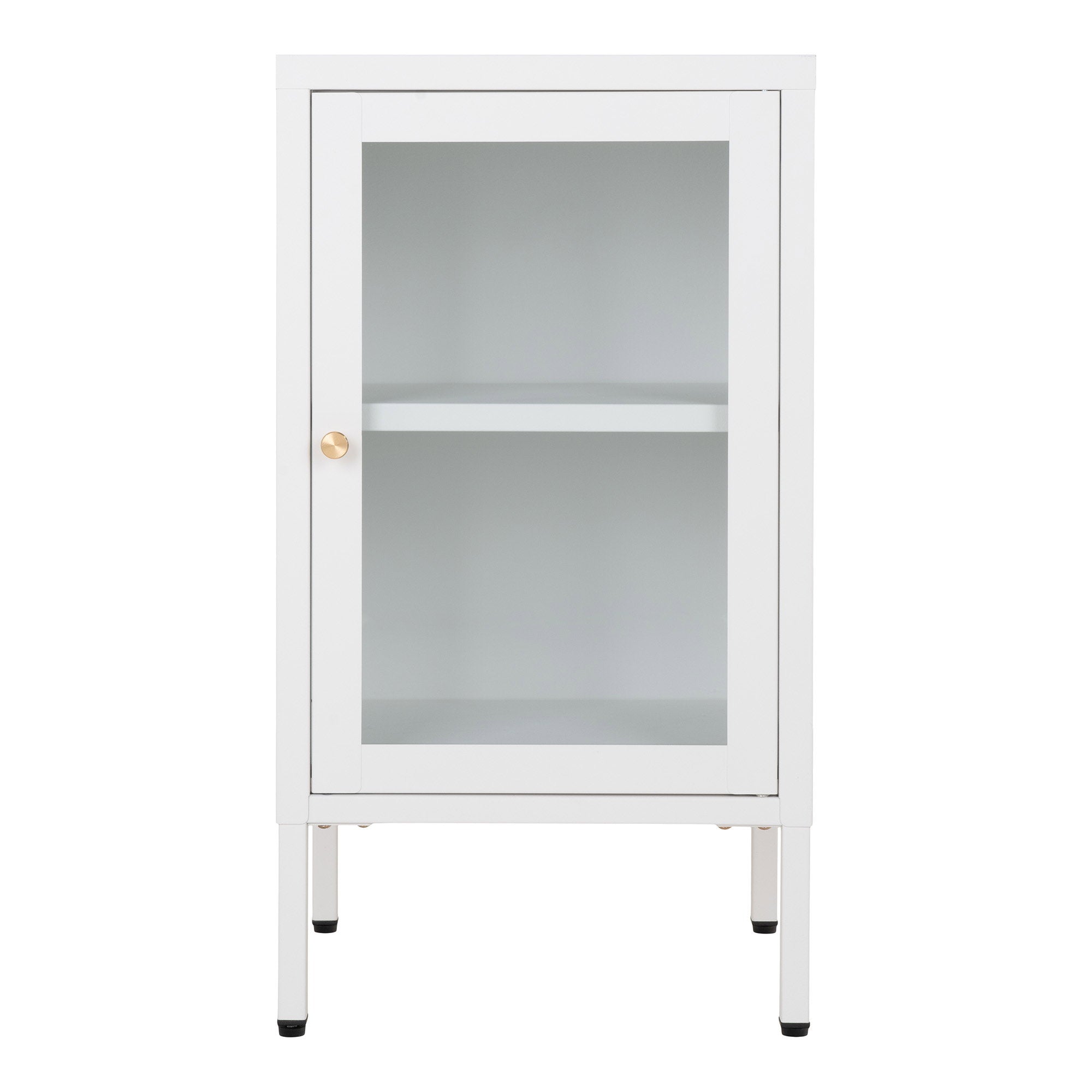 Dalby Kast - Kast met 1 glazen deur, staal, wit 38x35x70 cm
