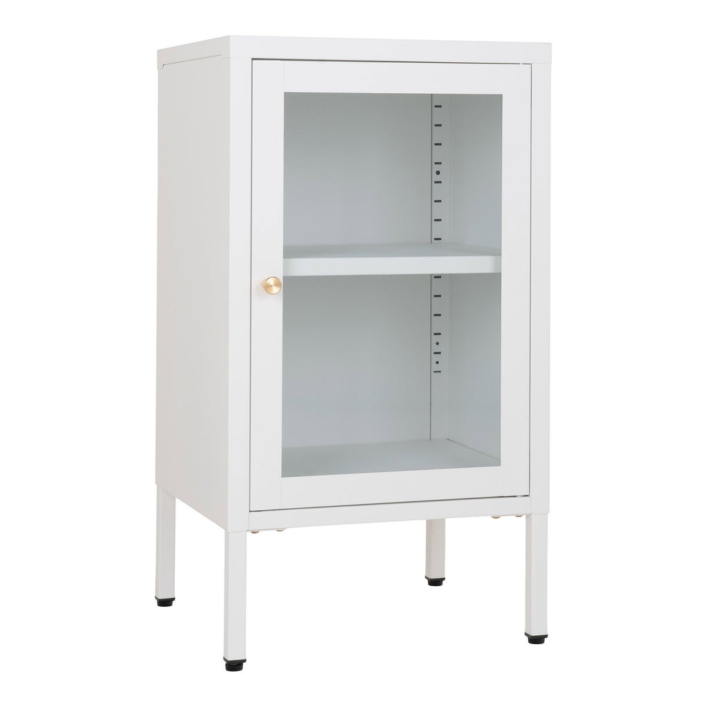 Dalby Kast - Kast met 1 glazen deur, staal, wit 38x35x70 cm