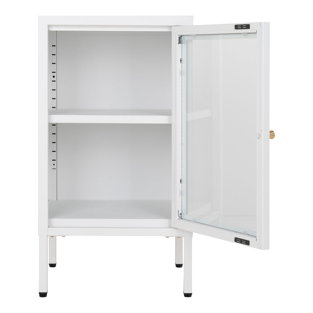 Dalby Kast - Kast met 1 glazen deur, staal, wit 38x35x70 cm