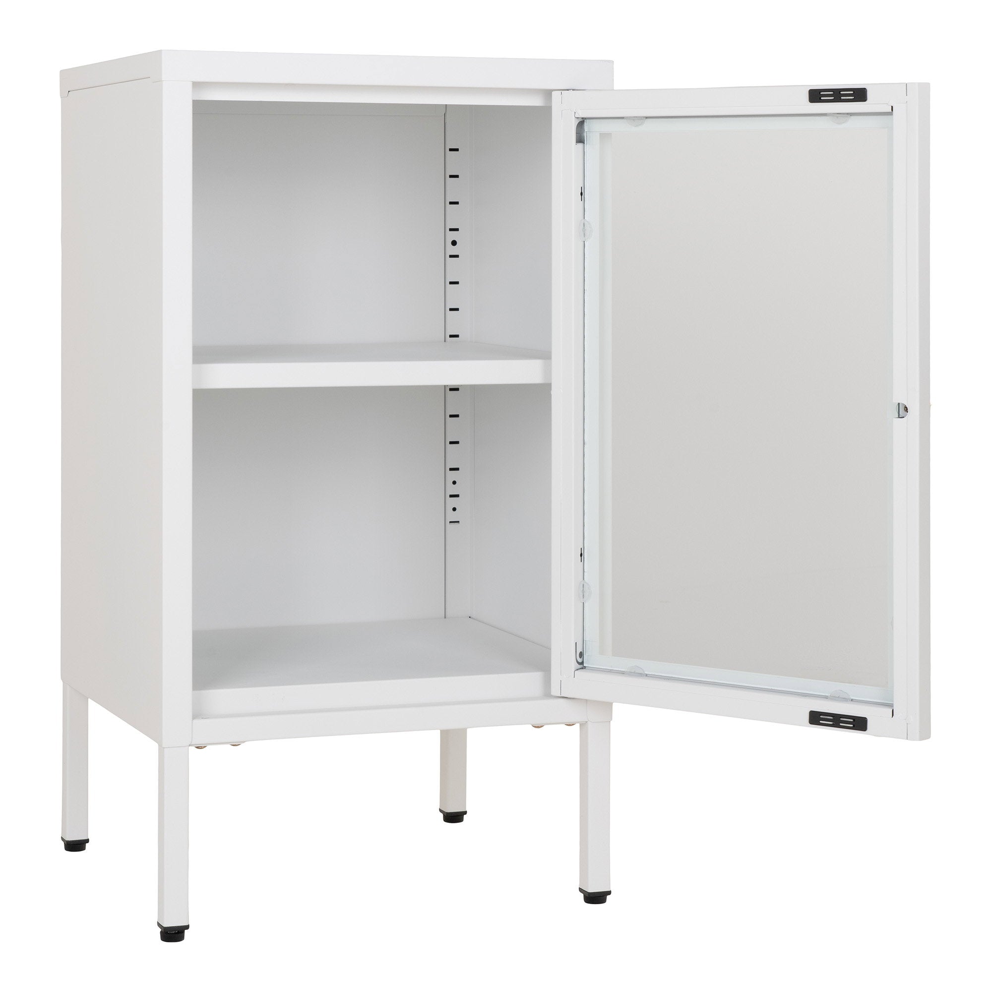 Dalby Kast - Kast met 1 glazen deur, staal, wit 38x35x70 cm