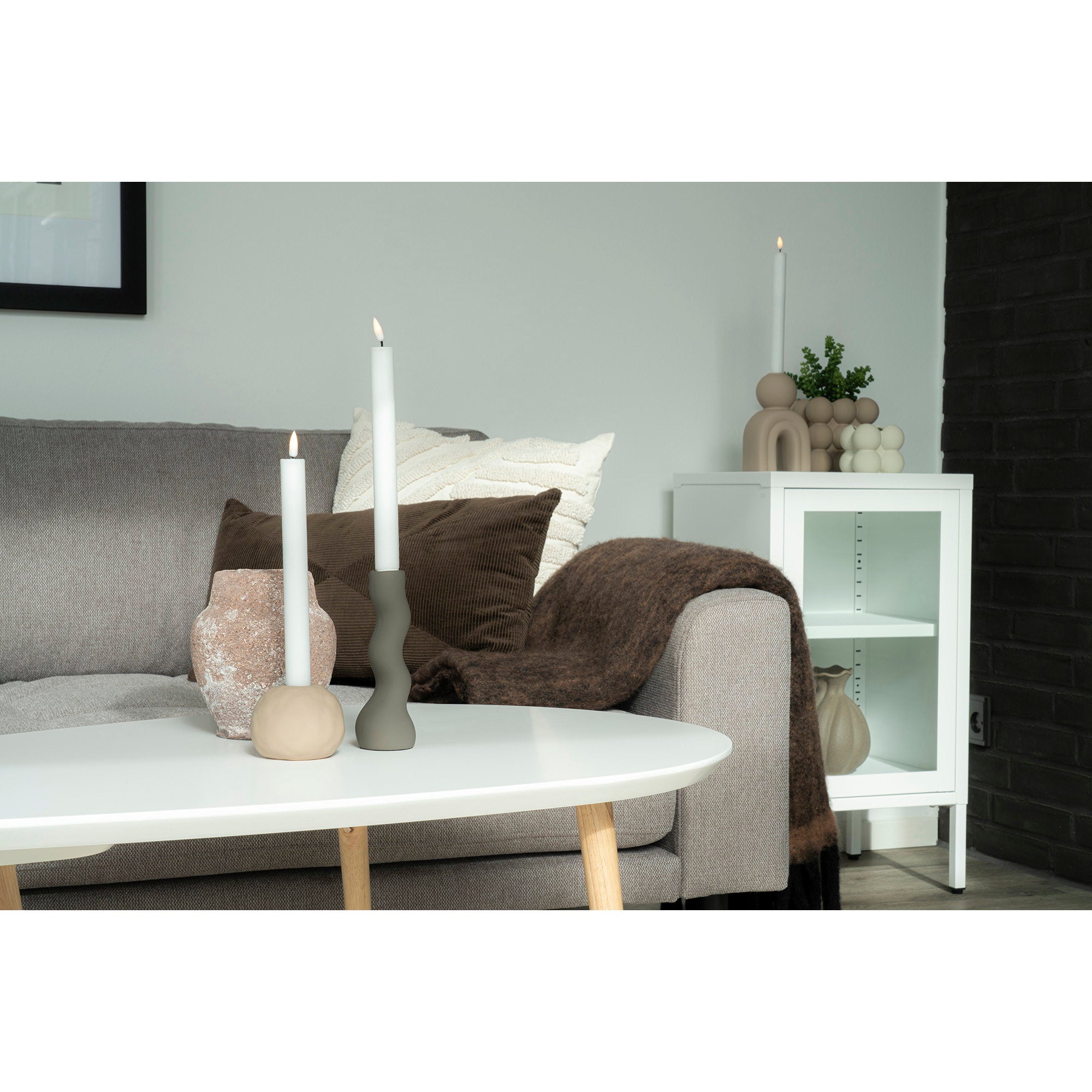 Dalby Kast - Kast met 1 glazen deur, staal, wit 38x35x70 cm