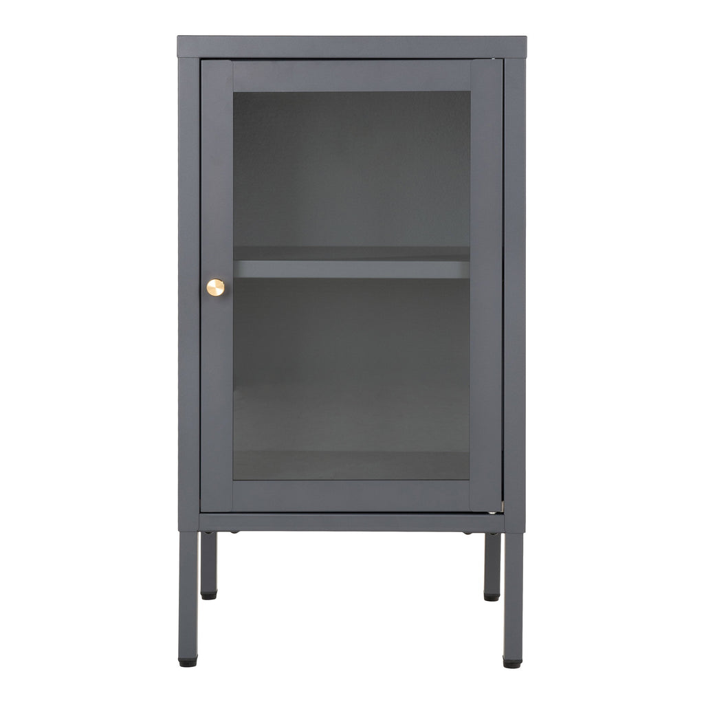Dalby Kast - Kast met 1 glazen deur, staal, grijs 38x35x70 cm