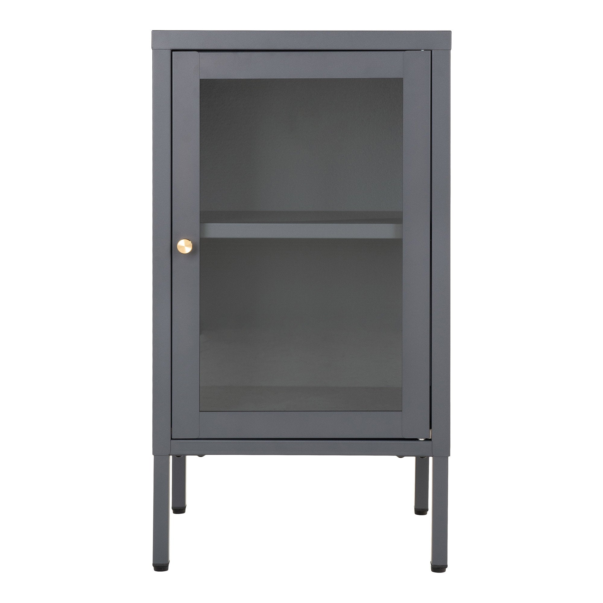 Dalby Kast - Kast met 1 glazen deur, staal, grijs 38x35x70 cm