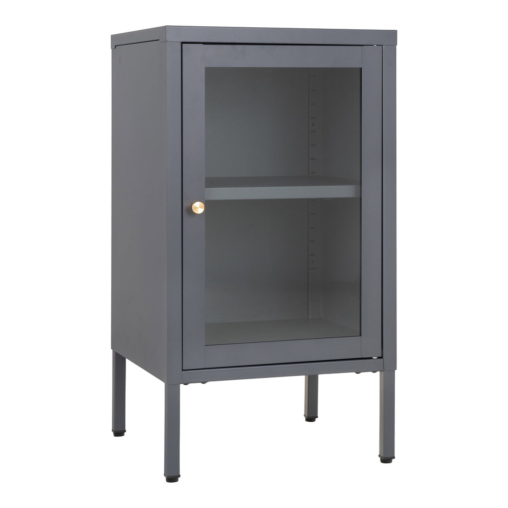 Dalby Kast - Kast met 1 glazen deur, staal, grijs 38x35x70 cm