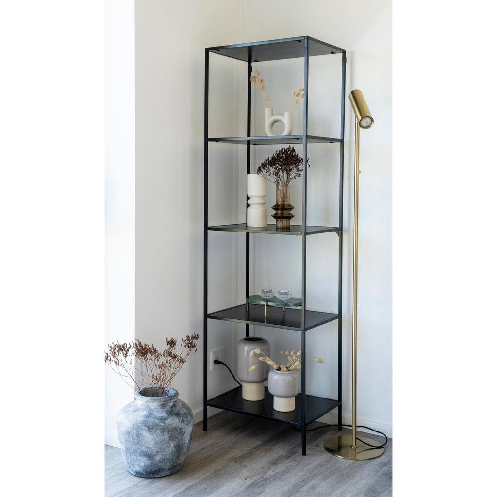 Vita Stellingkast - Met 5 planken, zwart, zwart frame 51x36x170 cm