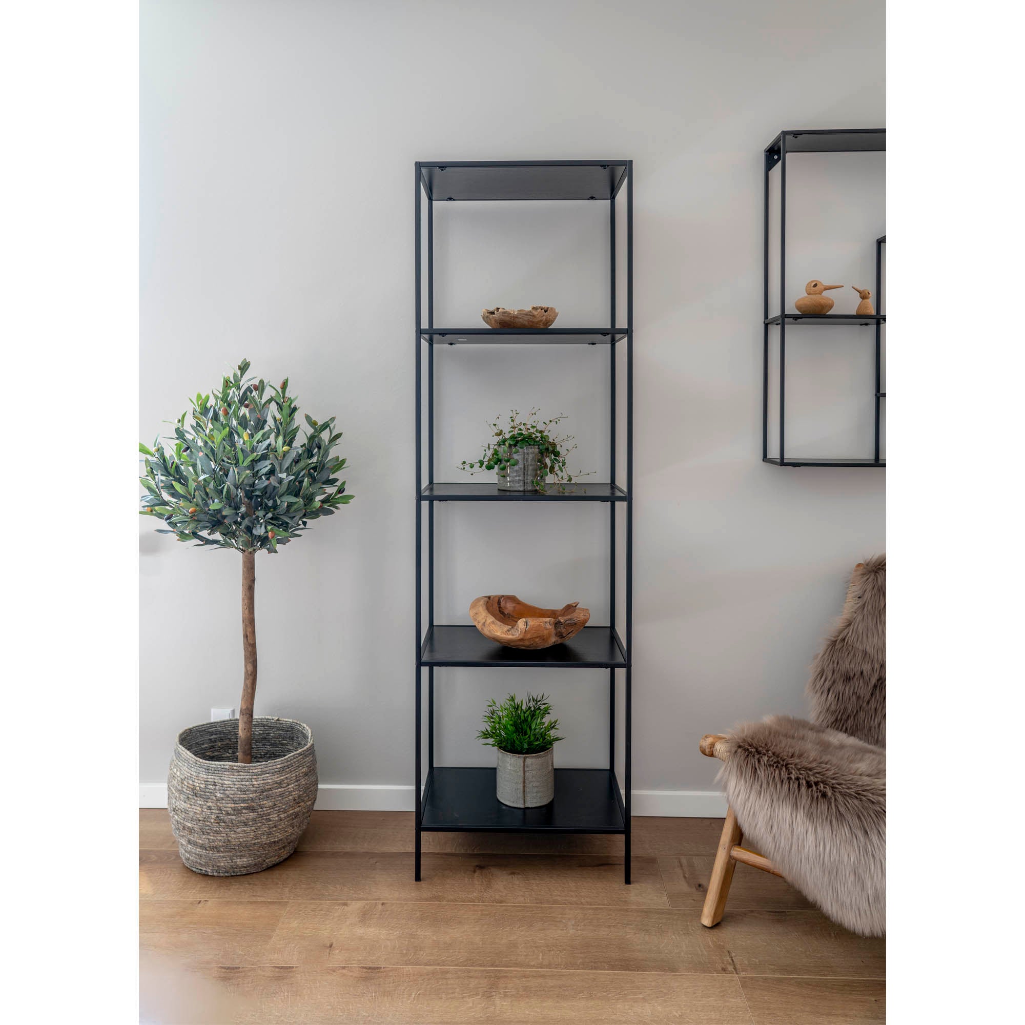 Vita Stellingkast - Met 5 planken, zwart, zwart frame 51x36x170 cm