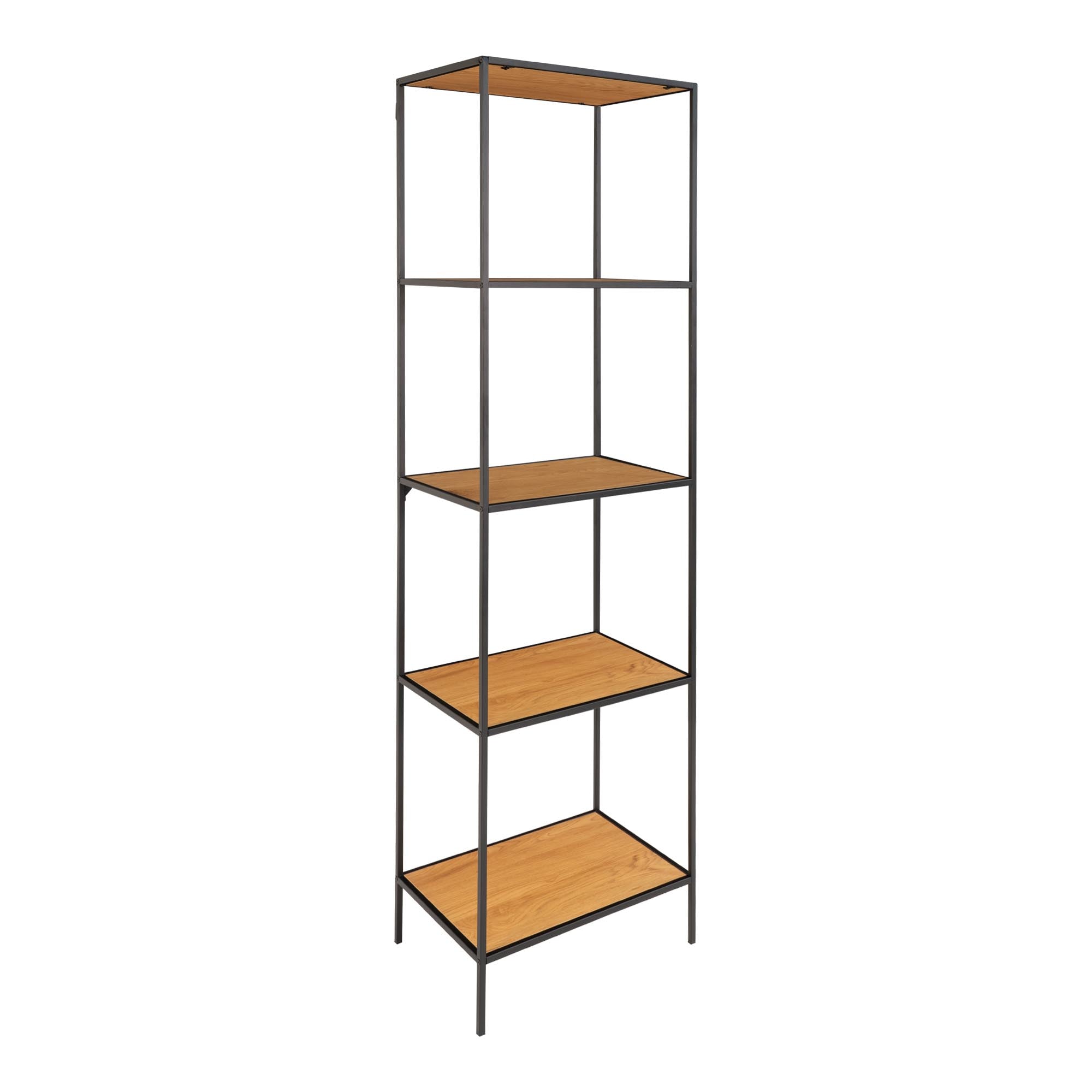 Vita Stellingkast - Met 5 planken, eikenlook, zwart frame 51x36x170 cm