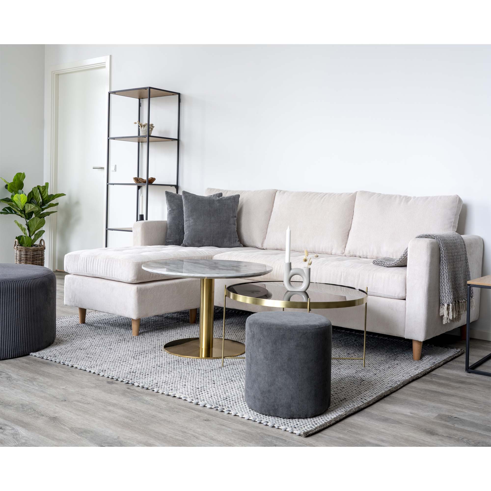 Vita Stellingkast - Met 5 planken, eikenlook, zwart frame 51x36x170 cm