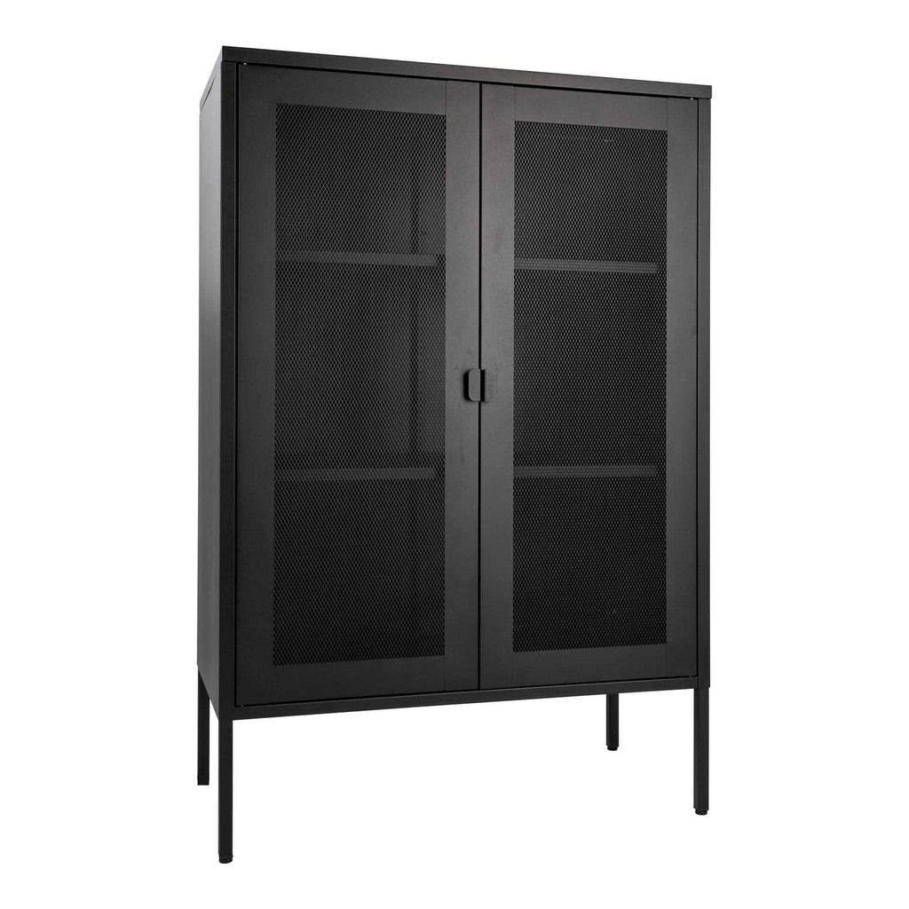 Melbourne Kast - Kast met 2 gaasdeuren, staal, zwart 80x40x120 cm
